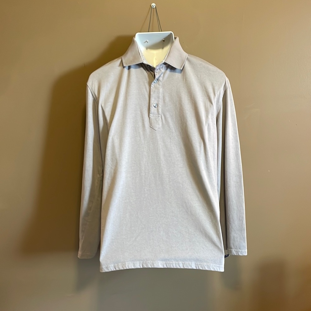 Men’s Van Laack Long Sleeve Polo in Grey Size L
